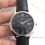 Montblanc Meisterstuck Watch Replica SS Black Face / Black Leather